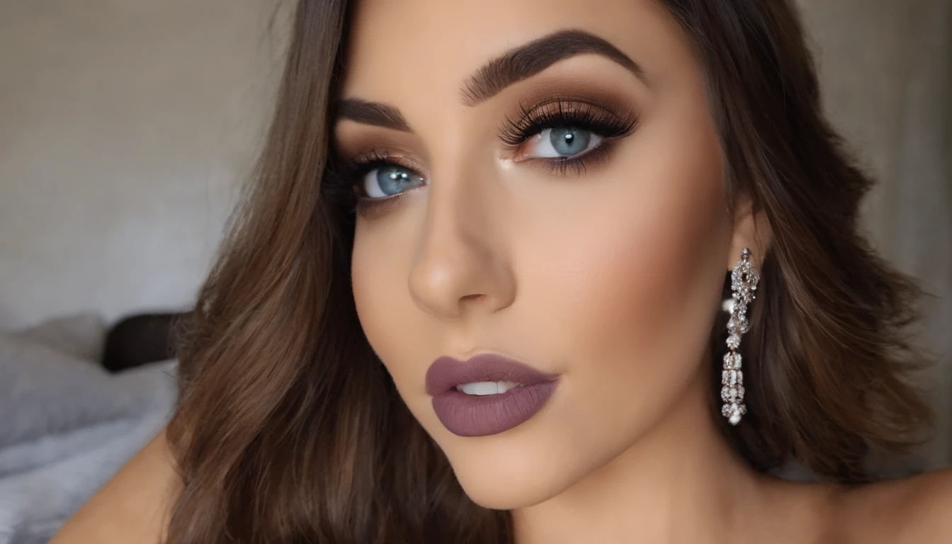 Arafed Mujer totalmente , Chica sexy con ojos azules, ultra realista, meticulosamente detallado, Retrato Sophie Mudd, cabello rubio y ojos grandes, selfie de una mujer joven, Ojos del dormitorio, Violeta Myers, sin maquillaje, Maquillaje natural, staring directly into camera, cara con artgram, maquillaje sutil, Impresionante foto de cuerpo completo arrodillado en la cama, En el dormitorio, Medium to large size bust; ; ;desnudo