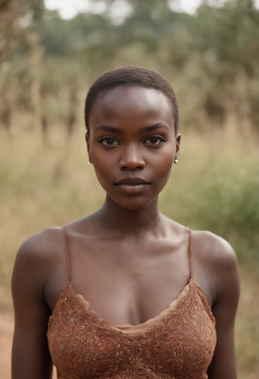 Fille africaine avec le même visage, yeux bleus, magnifique, corps à moitié nu, jambes ouvertes, cabré son gros cul