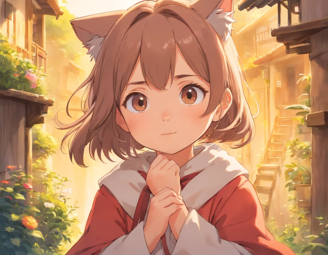 A cute girl, a baby face anime girl, cat girl, anime girl, cute,