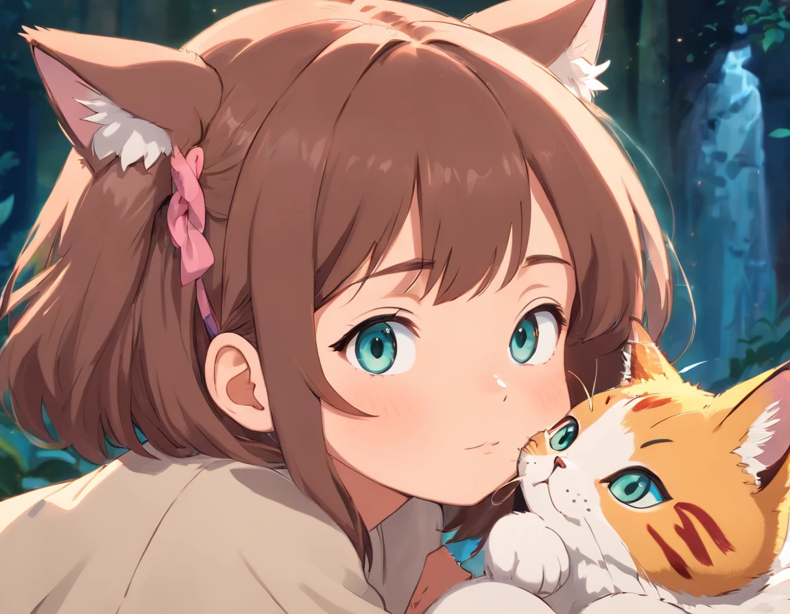 A cute girl, a baby face anime girl, cat girl, anime girl, cute,
