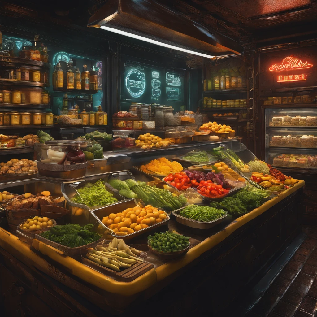 Electronic cyberpunk style,Highly detailed detail features of mustard,The main picture is pickled vegetables,Logo style, cartoonish style,