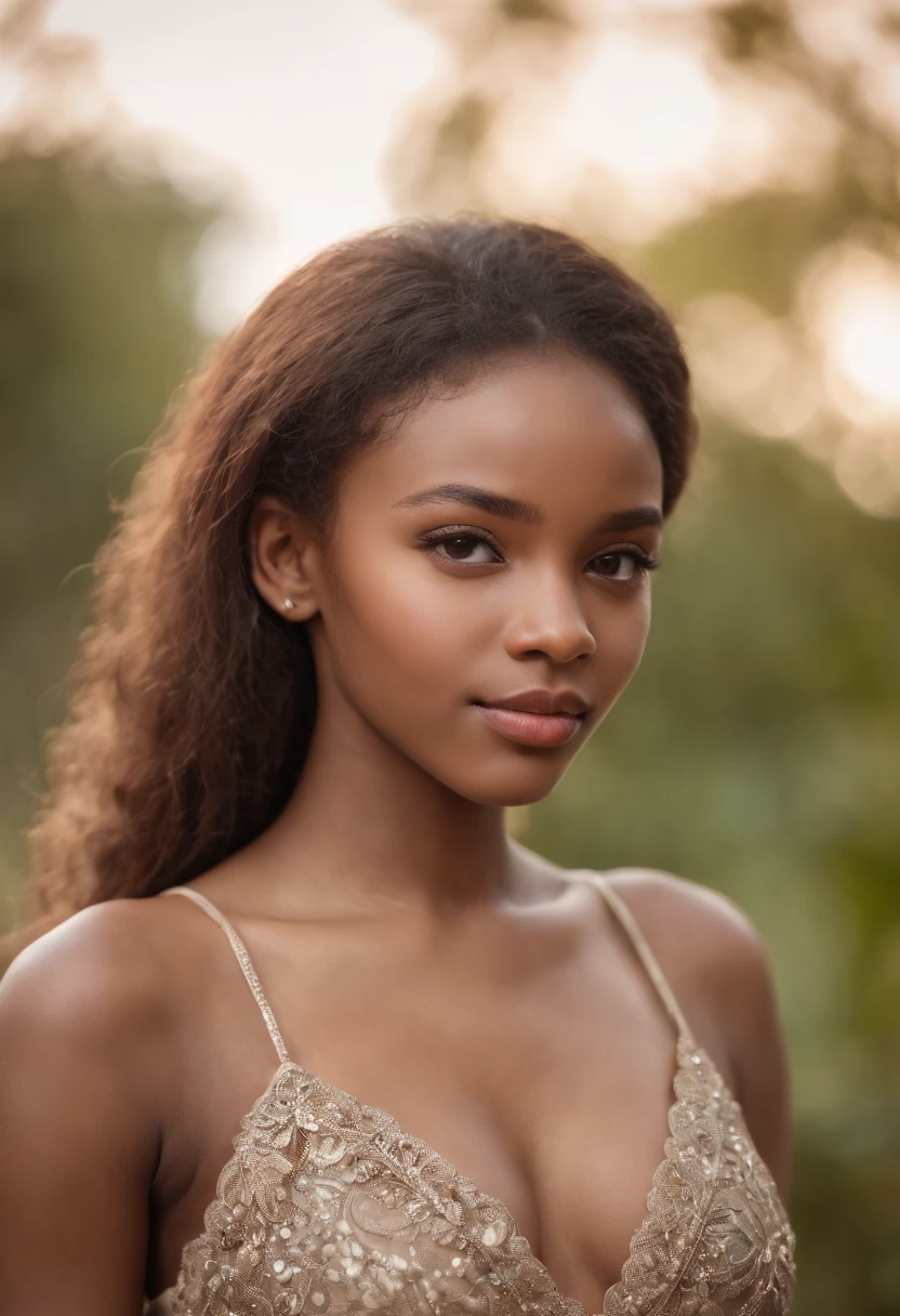 cute beautiful african girl, full body, perfect angle, very detailed, 19 years old, flirty face, brown eyes, masterplace,