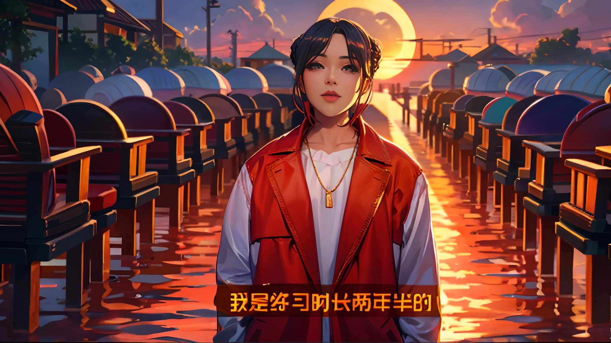the sunset,eventide,middle parted hairstyle
