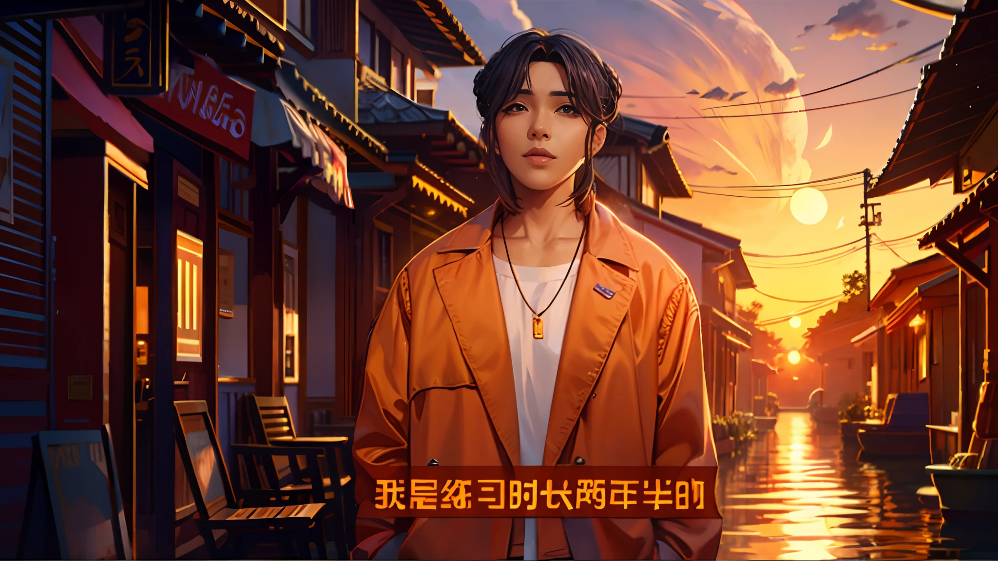 the sunset,eventide,middle parted hairstyle