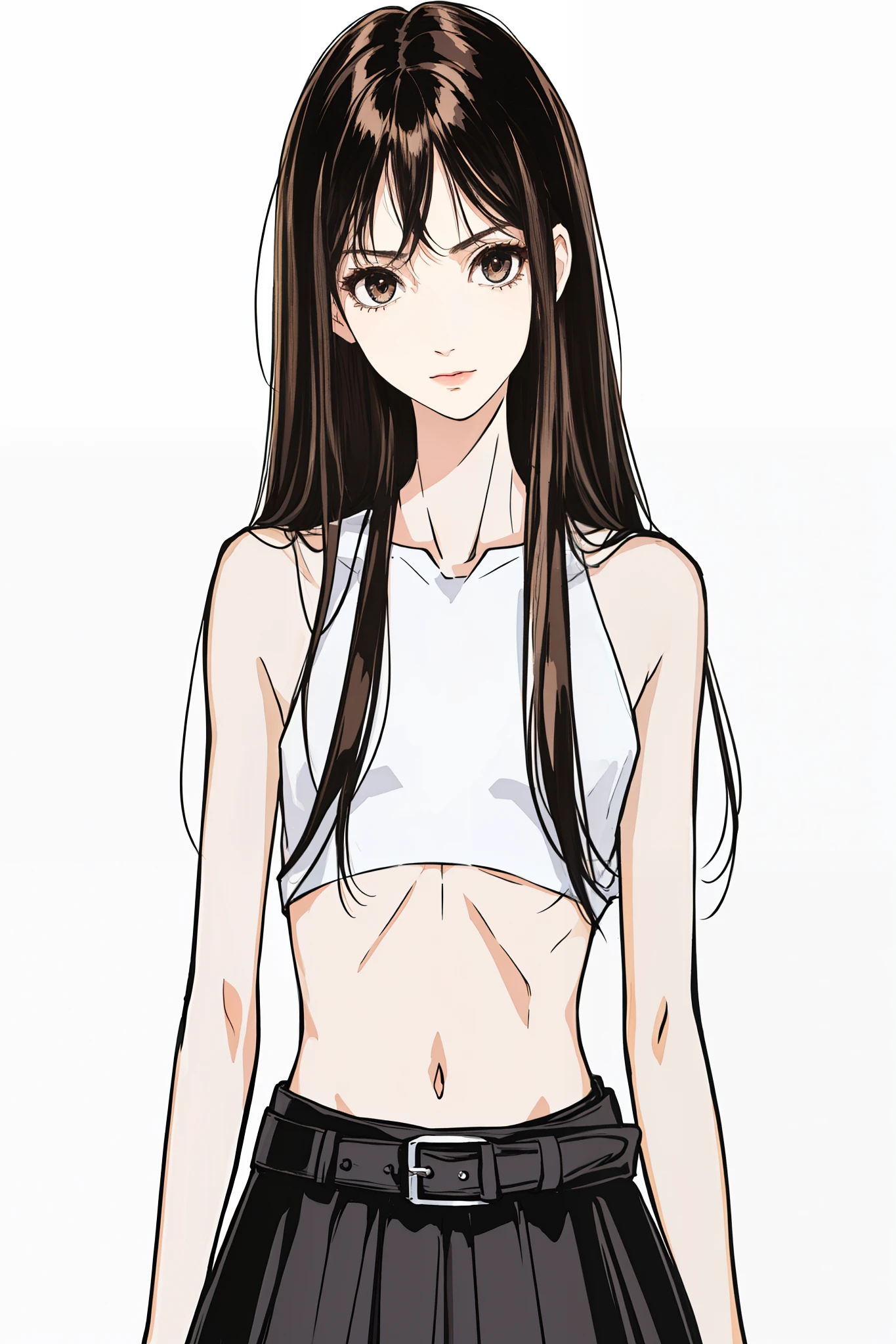 Very very so skinny young woman, very beautiful skinny Charli D'amelio, ((Charli D'amelio)), ((so very skinny girl: 1.3)), ((anorexic beautiful model: 1.3)), skinny girl of 20 years old, black long hair, black hair, Straight Hair, ((beautiful very skinny girl)), naked, ((very fine and very small waist)), ((very very small waist: 1.3)), ((so very tiny waist)), ((ribs visible: 1.2)), Very thin and delicate face, thin arms, thin legs, fine and beautiful face. ((Very very skinny and fine body)), small breats. ((Anorexic skinny girl: 1.3)), realistic, HD, color, 8k, high quality. ((Very anoréxic skinny body)). Very thin and delicate face, small nose, white background, (brown eyes), very beautiful skinny and malnourished girl, so very anoréxic beautiful girl. young woman with an ectomorphic body type, ((a thin belt extremely adjusting the tiny waist: 1.3)),ASU1,Realism