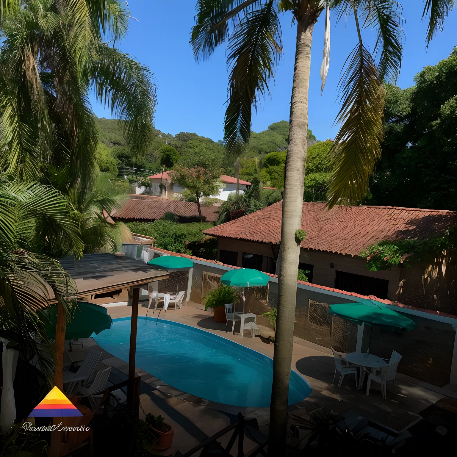 There's a pool and a patio with lounge chairs and umbrellas, Malika Favre, Directed by: Felipe Seade, Directed by: Herbert MacNair, Completo - Ver, Outside, Directed by: Osvaldo Romberg, Directed by: Manuel Franquelo, seu madruga, Arredores exuberantes, vista acima, recorrer, Directed by: Luis Marsans, foto tirada de cima, vale encantado