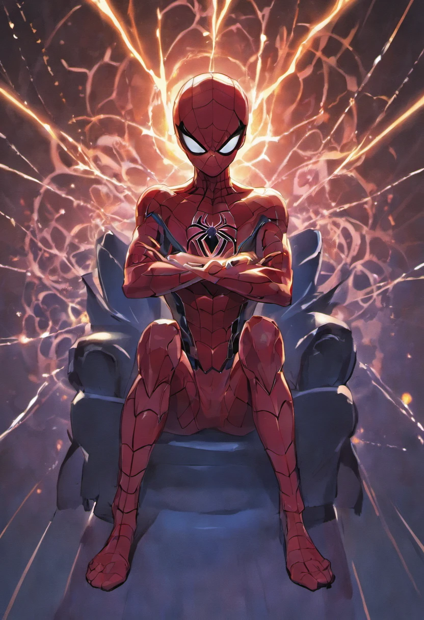(Extremamente detalhado CG Unity 8K wallpaper, obra-prima, a mais alta qualidade), (Luz e sombra requintadas, highly dramatic image, Kinoreifer Linseneffekt), Uma garota em um traje branco do Homem-Aranha, cor do cabelo azul-acinzentado, do universo paralelo do Homem-Aranha, Wenger, maravilha, Homem-Aranha, To sit on the couch, dinamic pose), (Excelente detalhamento, excellent lighting, Largo), (excellent rendering, suficiente, para se destacar na mesma classe), com foco nos trajes brancos do Homem-Aranha, Texturas complexas de aranhas