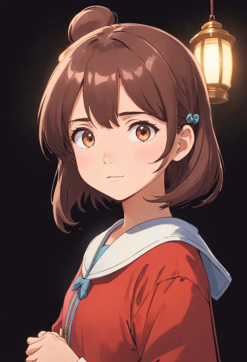 A cute girl, a anime girl, anime girl, cute, a school girl, black background, dark room, a girl only show face, no body, cute girl only face.