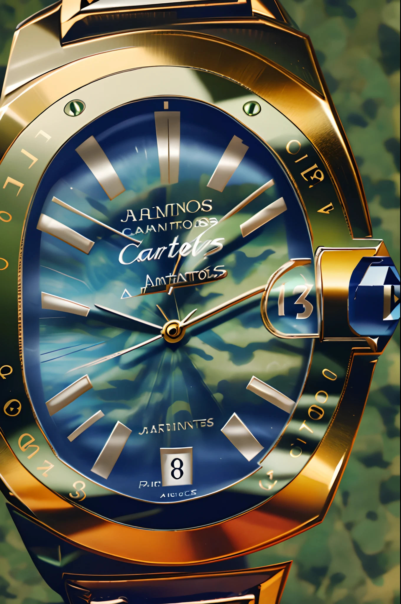 Cartier santos with camouflage strap
