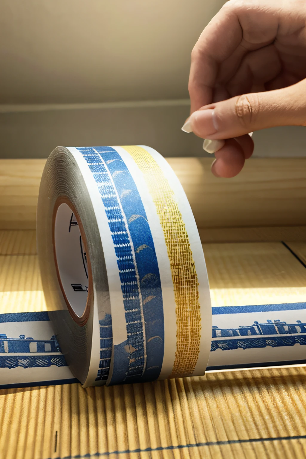 Printed on rolled OPP tape。　Printed with handling caution