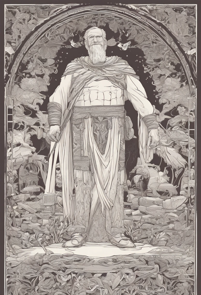 ancient greek god, tatto, black and white