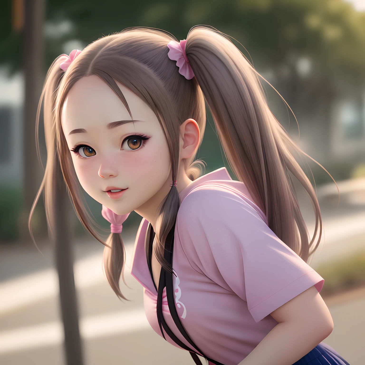 Hyper realistic anime girl with pigtails