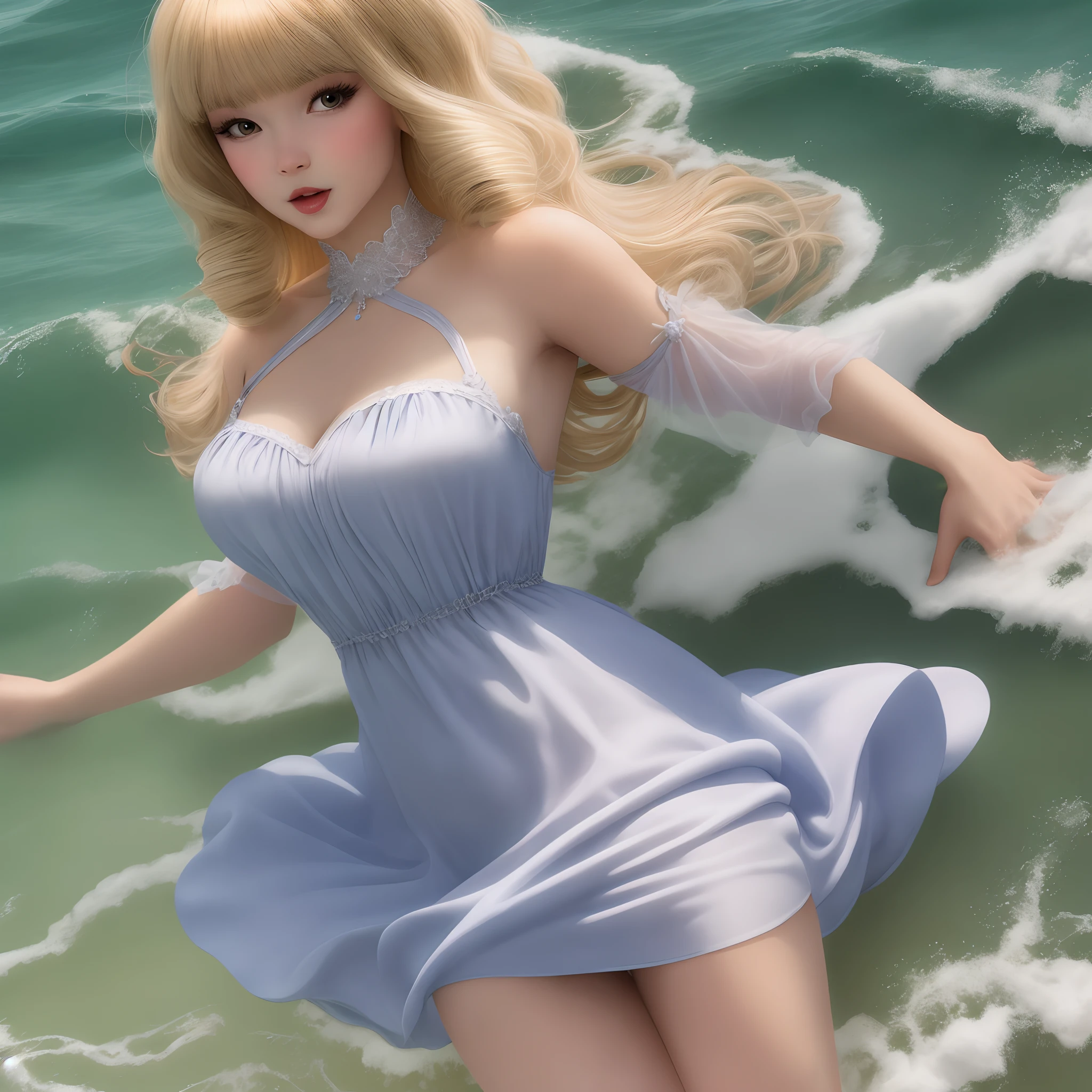 Seal with a dress and a blond wig