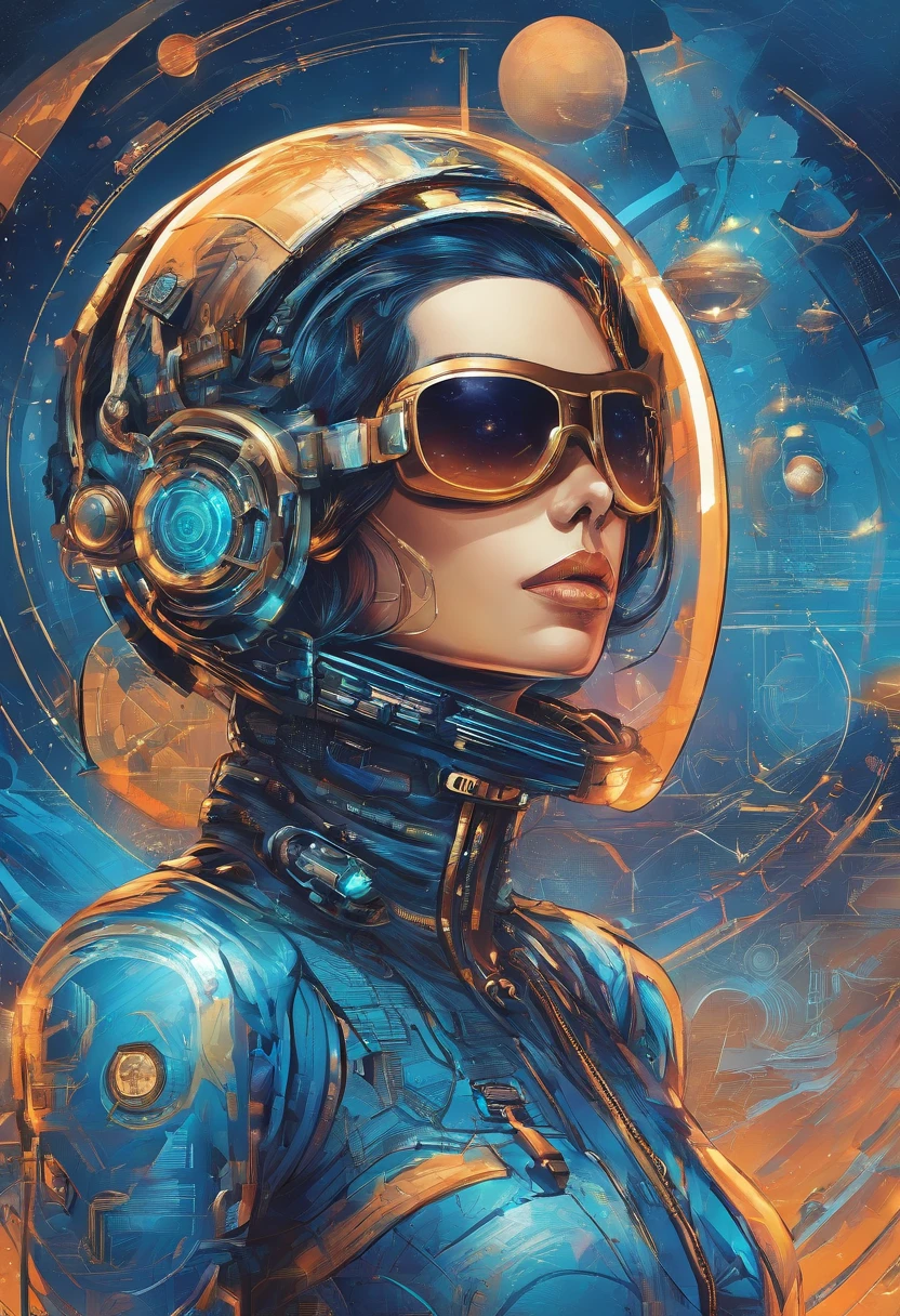 Cabeleireiro moderno, tattoo on the arms, colares de caveira, Blue Aviator Goggles, Background various golden mirrors.
