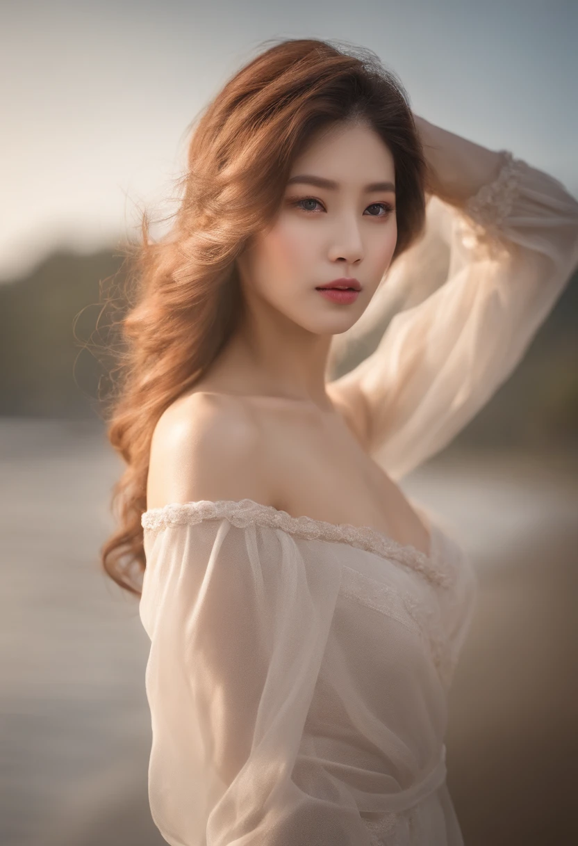 Fotos realistas de (1 estrela coreana FoFa) shoulder-length hair, Maquiagem Fina, medium breasts size, vestindo casaco, na neve, clear facial features, 8k high resolution, Crisp and realistic details.de Fora, eye level shot, F/4.0, 135 mm, FujiFilm, ArteFatos JPEG, Pontilhamento, UHD, master part