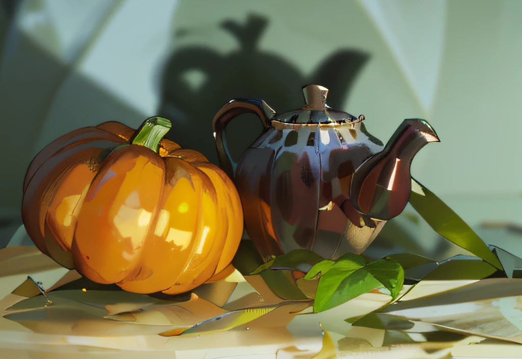 green background,There's a shiny golden pumpkin,(1 zucchini),(Single Pumpkin),（((Pumpkins made of gold)))，24 thousand.，.. .. .. ..3d,Ultra-Resolution,extra high resolution,Highest Quality,8K,The best works of art