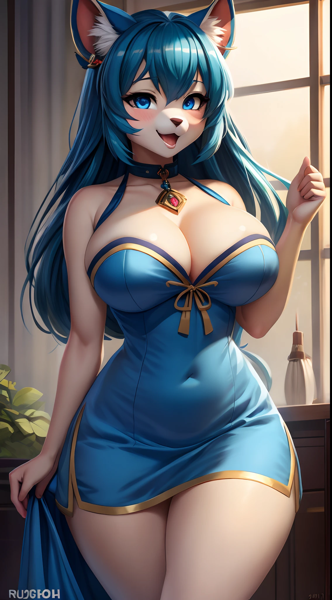 ((((sfw)))), uploaded the e621, beautiful and detailed,woman (((female))) ((anthro)) hyena, Ross Tran, by ruan jia, by zaush, by foxovh, lighting cinematic, seductor, hyena, thighighs, (huge chest), full body view, (anthro, fluffy fur, character focus:1.1), 1girl, anthro dog girl, body fur, solo, medium breasts, (thick thighs), curvy, biki big ass sexy ass sexy boobs , (heart-shaped pupils), sexy, seductive, fall in love girl, nice, cute, naughty face, , big aureola show , Black hair with blue highlights inside butt visibile saliva ((She is showing her sensuality) ( blue collar.) hottest hot 1st position for sexy blue eyes confortable naughy face anime-style cartoon-style with blue hair , sexual expression.) anime - style image of a sexy woman in a blue dress, seductive anime girl, small curvy, sie boob, with a large breasts, with large breasts, ayaka genshin impact, beautiful alluring anime woman, anime goddess, oppai, | fine detail anime, keqing from genshin impact, extremely detailed artgerm, in a blue qipao 2 anime - style image of a sexy woman in a blue dress, a detailed painting by Shitao, pixiv, shin hanga, seductive anime girl, small curvy, sie boob, with a large breasts, with large breasts, ayaka genshin impact, beautiful alluring anime woman, anime goddess, oppai, | fine detail anime