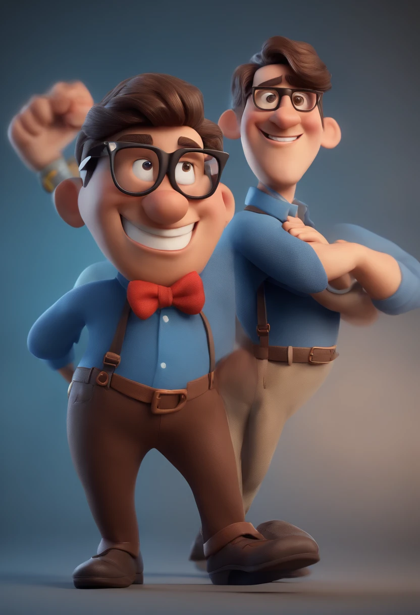Cartoon character of a man with black glasses and a blue shirt, animation character, Caractere estilizado, animation style rendering, 3D estilizado, Arnold Maya render, 3 d render stylized, toon render keyshot, Personagem 3D, Personagem 3D, 3d rendering stylized, 3 d character render, personagem de desenho animado, Personagem de close up, Pose de personagem, (Estilo Pixar) (master part:1.2) (Bokeh) (best quality) (pele detalhada) (textura detalhada) (8k) (argila) (Cinematic lighting) (foco nítido
