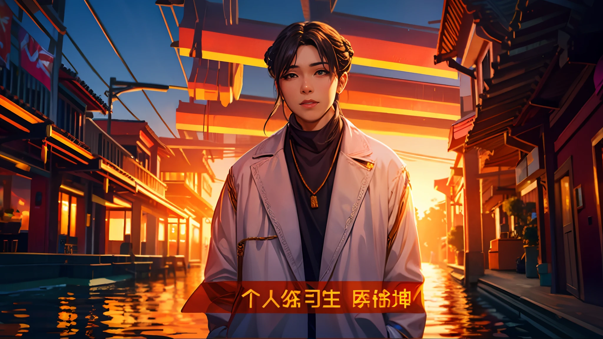 the sunset,eventide,middle parted hairstyle