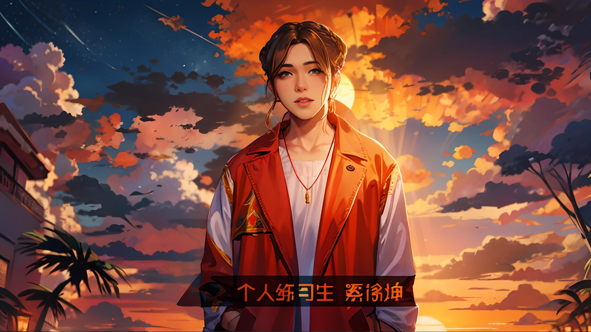 the sunset,eventide,middle parted hairstyle