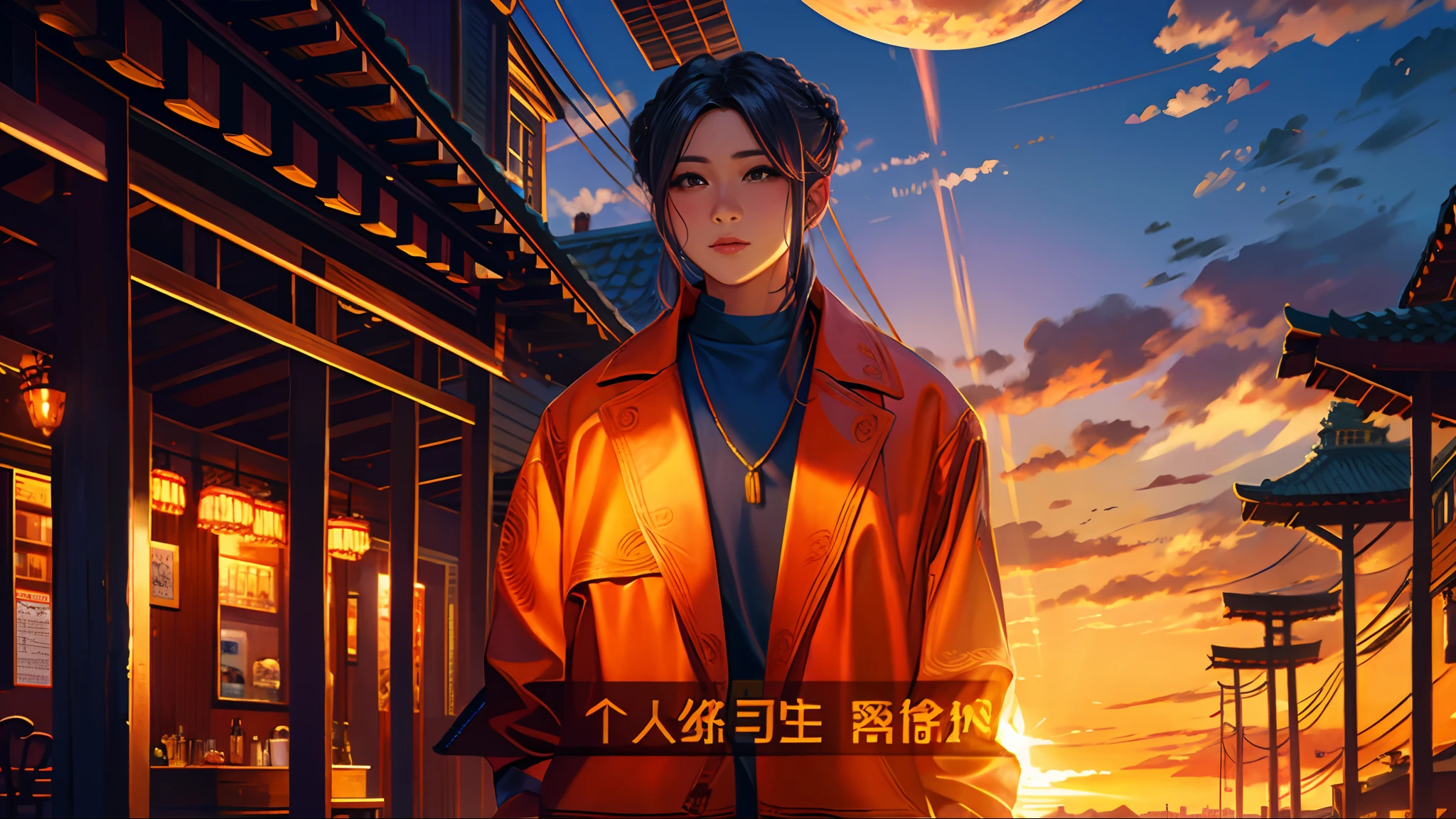 the sunset,eventide,middle parted hairstyle