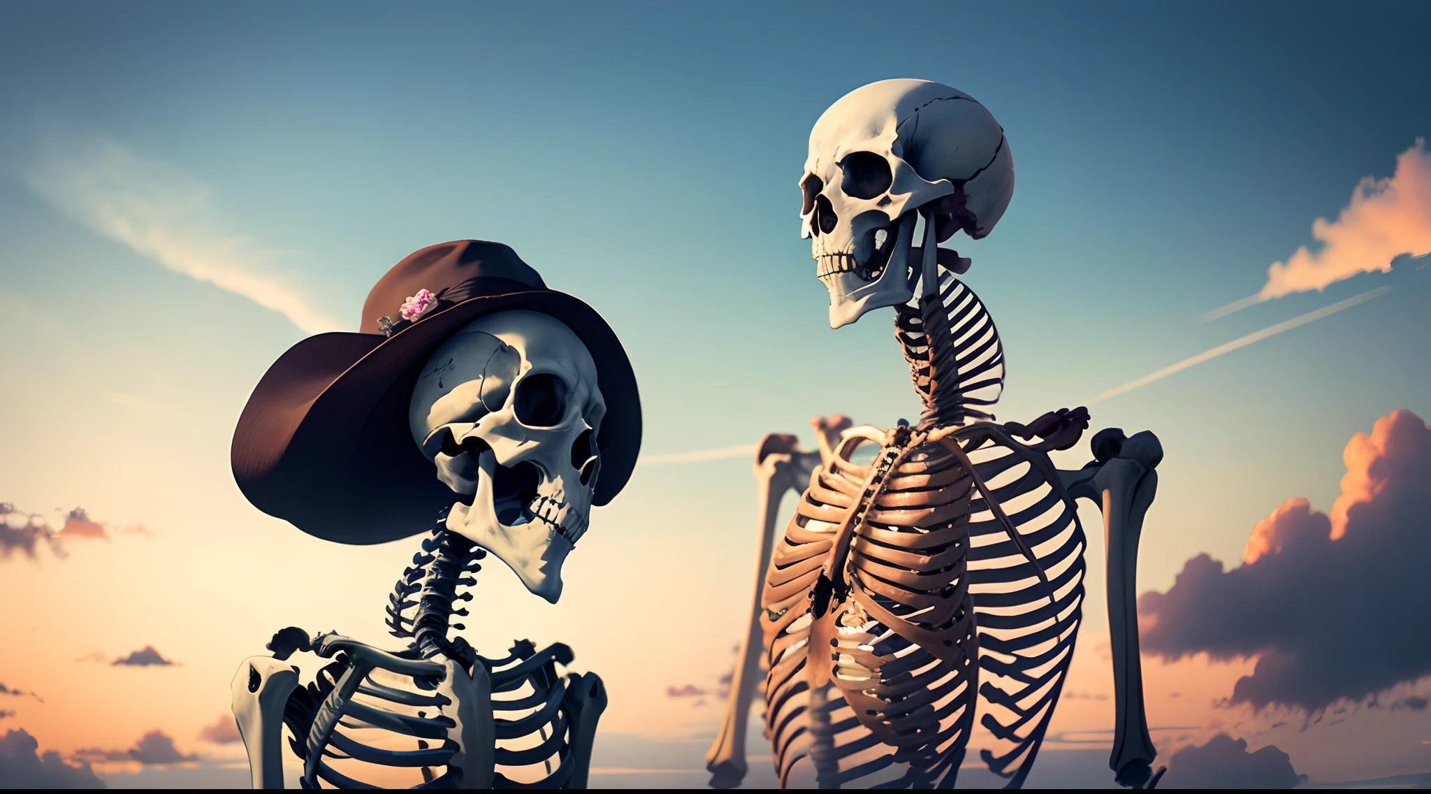 Highest quality、Decadent、Giant skeleton、monotone、