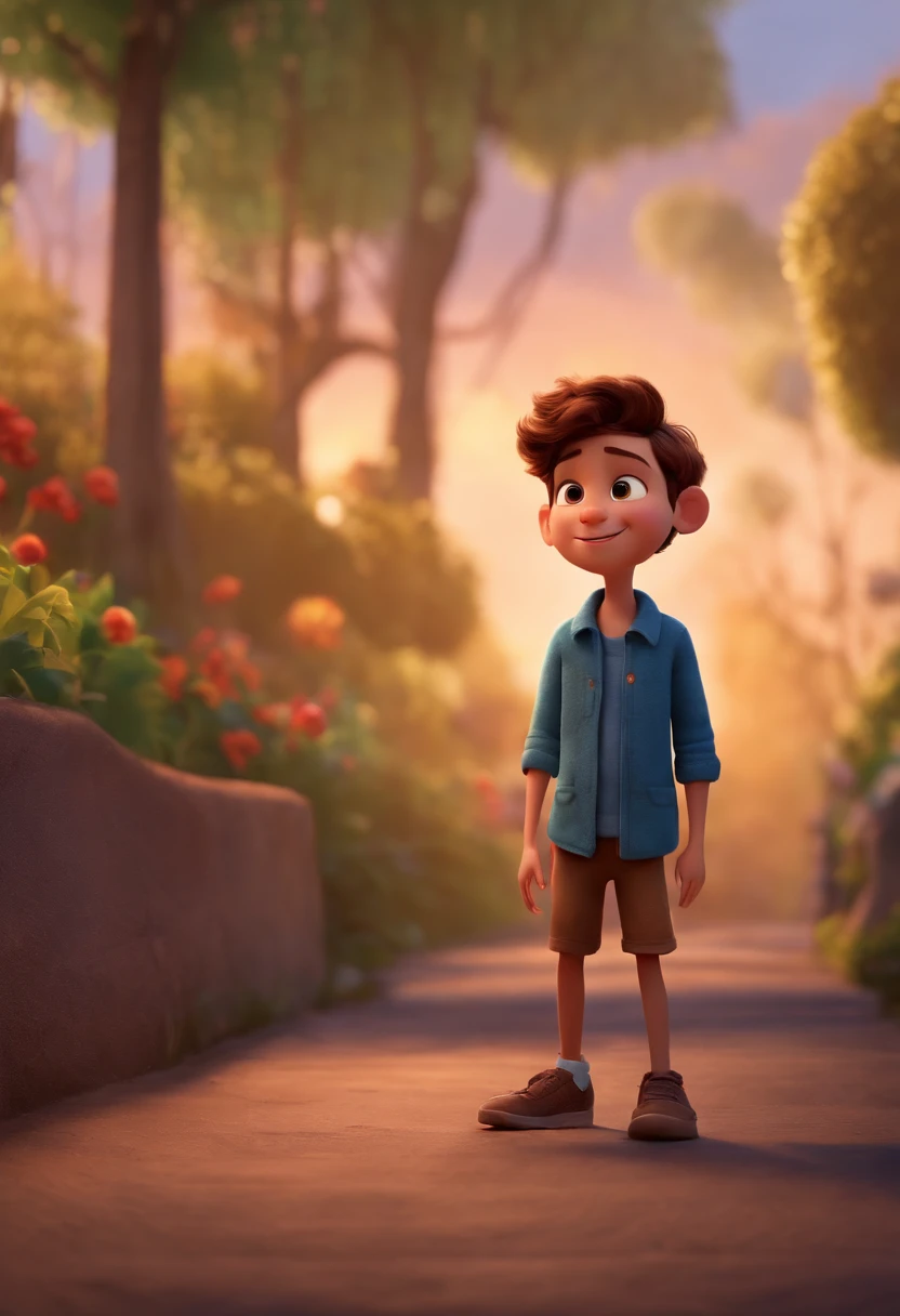 Image of a boy for a story in a YouTube video in Pixar format, He's the allabester, He's the class leader, He's outgoing, Playful and gets up for a lot of things