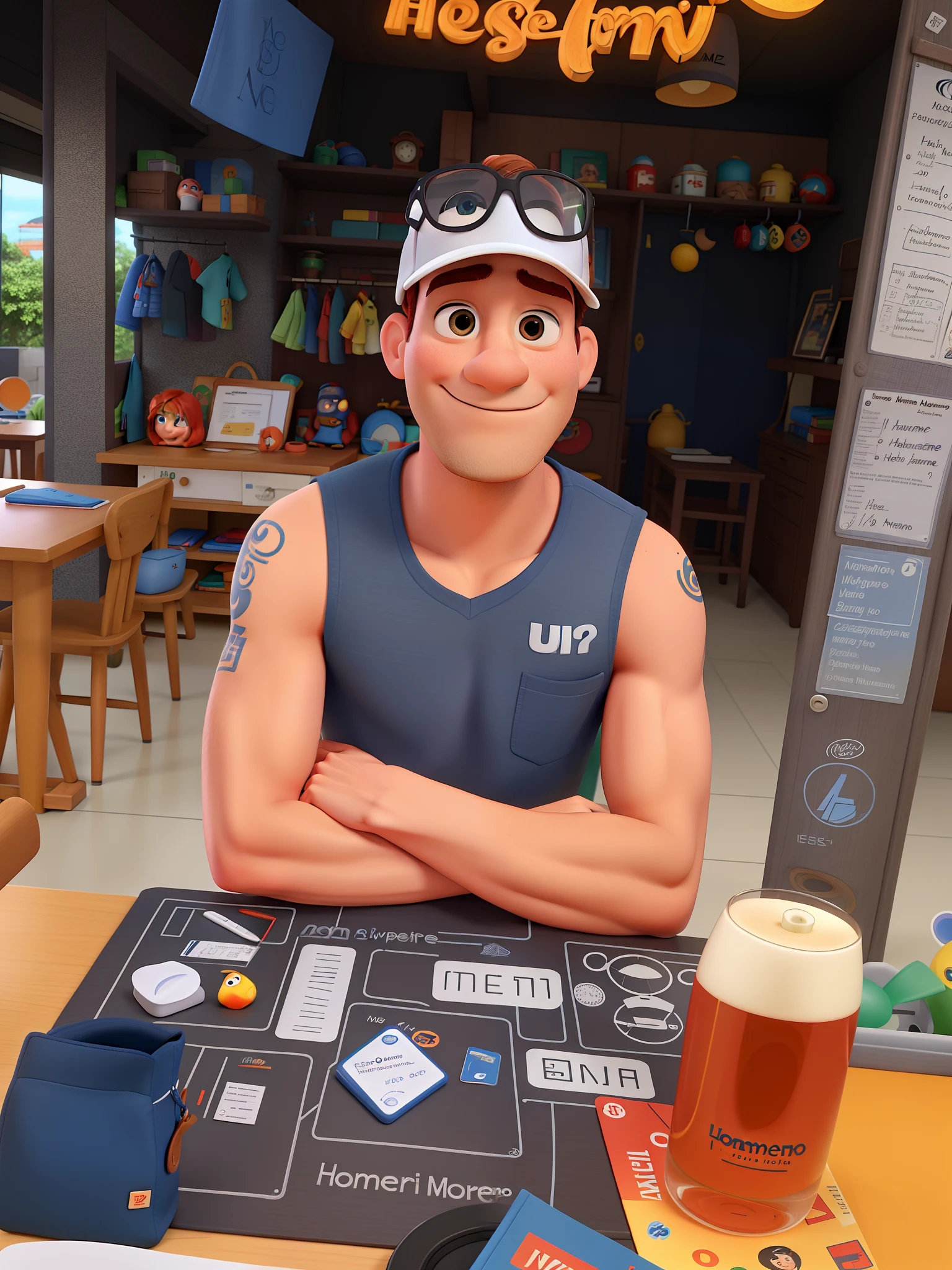 Um homem moreno estilo pixar , alta qualidade, melhor qualidade.
