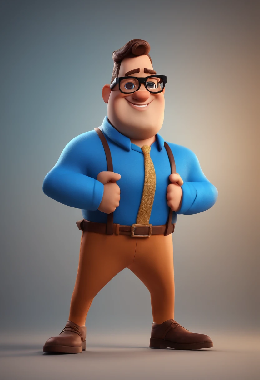 Cartoon character of a man with black glasses and a blue shirt, animation character, Caractere estilizado, animation style rendering, 3D estilizado, Arnold Maya render, 3 d render stylized, toon render keyshot, Personagem 3D, Personagem 3D, 3d rendering stylized, 3 d character render, personagem de desenho animado, Personagem de close up, Pose de personagem, (Estilo Pixar) (master part:1.2) (Bokeh) (best quality) (pele detalhada) (textura detalhada) (8k) (argila) (Cinematic lighting) (foco nítido