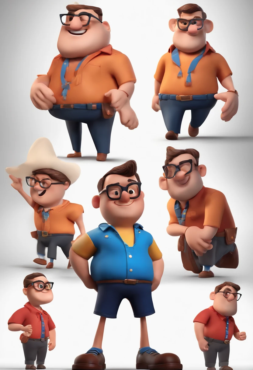Cartoon character of a man with black glasses and a blue shirt, animation character, Caractere estilizado, animation style rendering, 3D estilizado, Arnold Maya render, 3 d render stylized, toon render keyshot, Personagem 3D, Personagem 3D, 3d rendering stylized, 3 d character render, personagem de desenho animado, Personagem de close up, Pose de personagem,  (Estilo Pixar) (master part:1.2) (Bokeh) (best quality) (pele detalhada) (textura detalhada) (8k) (argila) (Cinematic lighting) (foco nítido