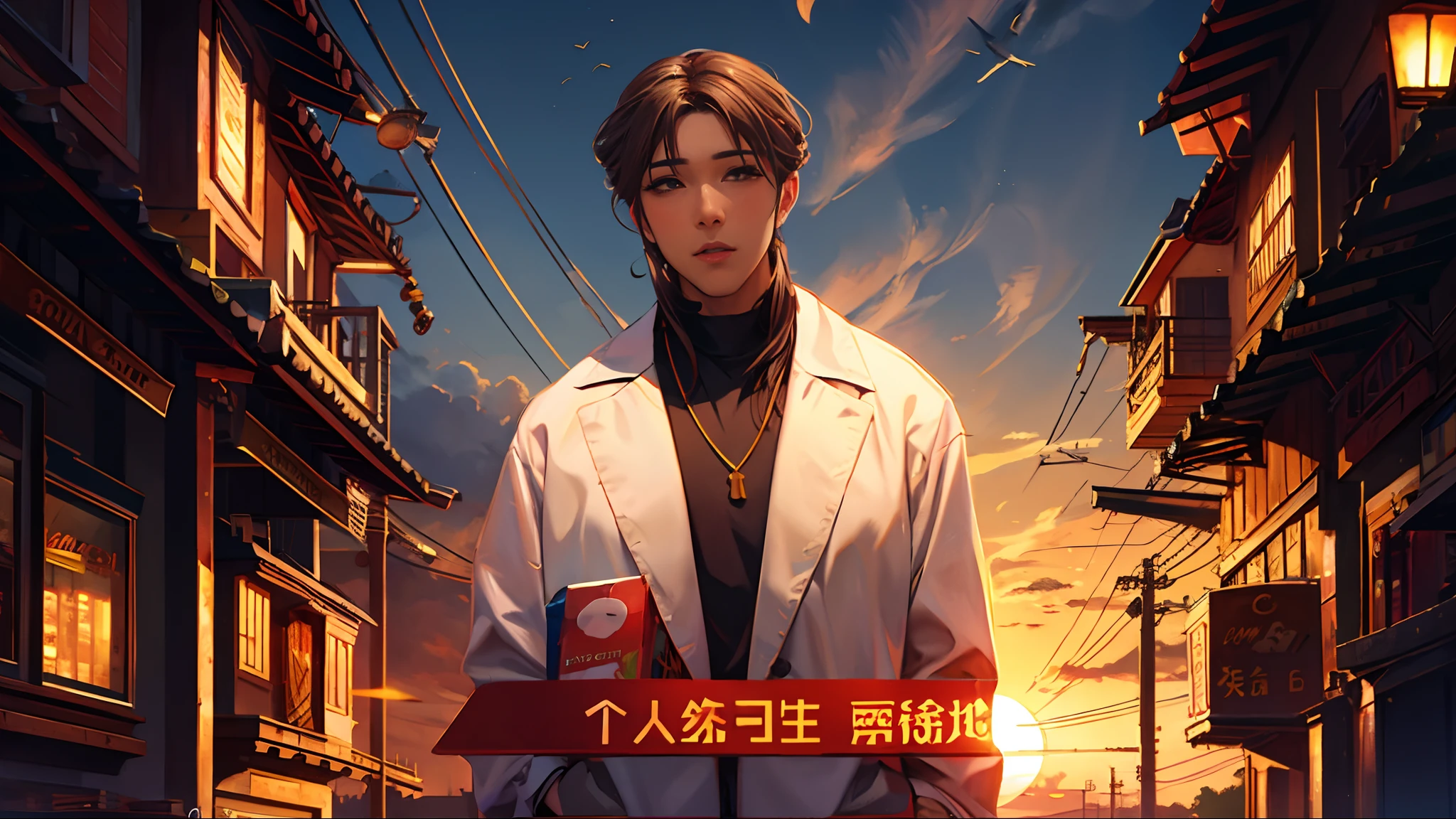 the sunset,eventide,middle parted hairstyle
