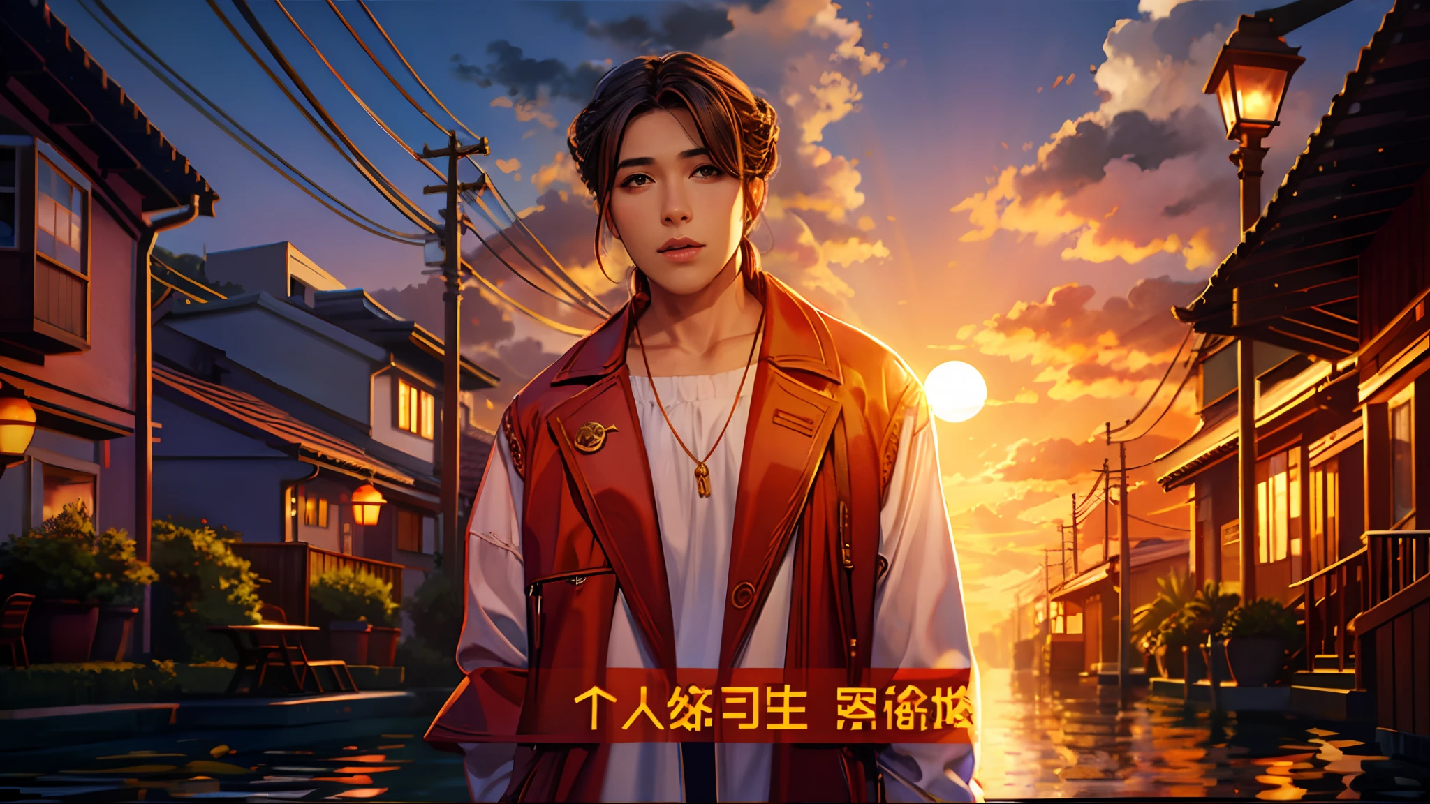 the sunset,eventide,middle parted hairstyle