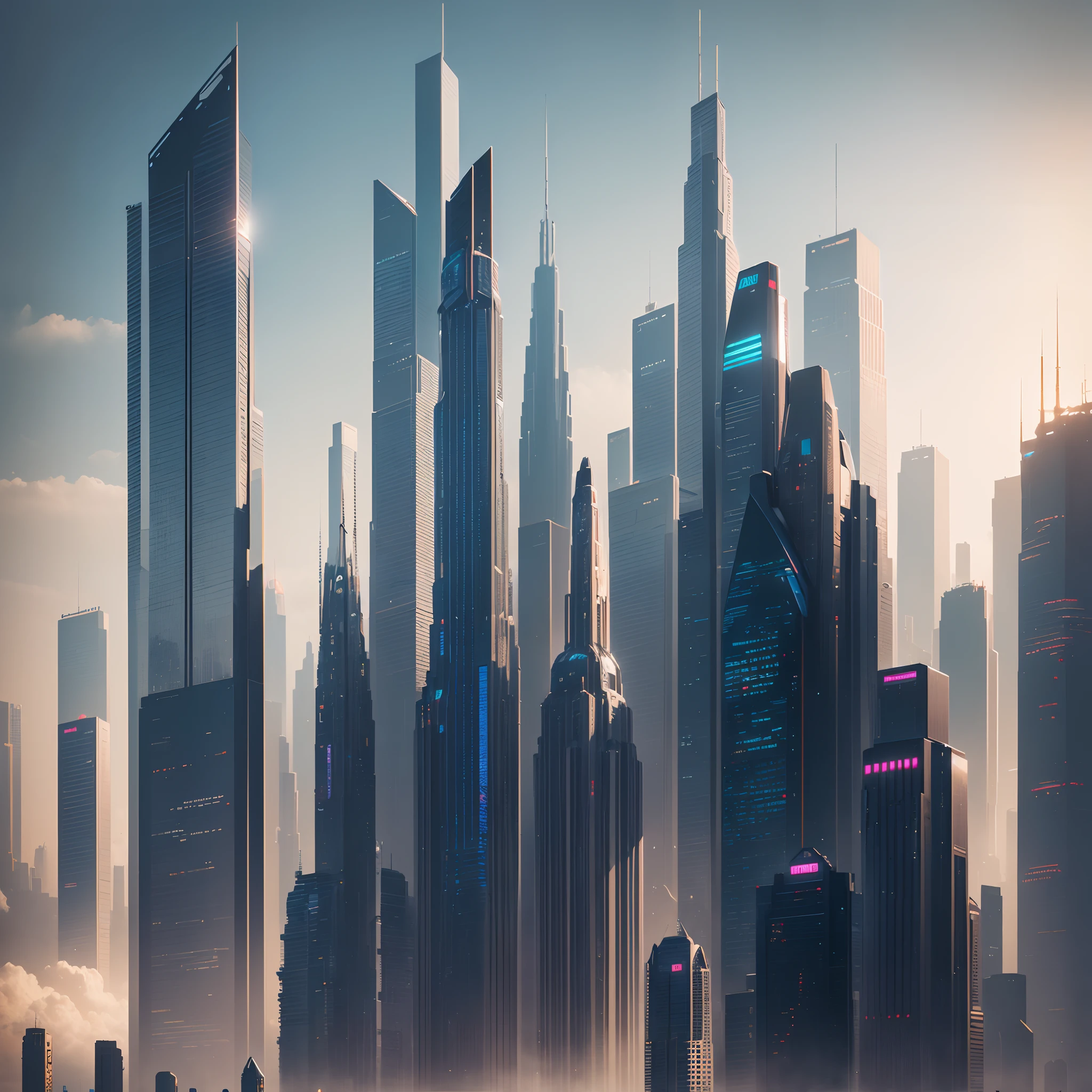 (Best Quality, 8K, Ultra-detailed:1.2), Futuristic cityscape of towering skyscrapers, Cyberpunk, Sci-Fi Art, Earth, A futuristic world, masutepiece, Glass skyscraper, Imaginative, Buildings 100 times taller, Vivid colors, Dramatic Lighting,kosmos,A world far beyond the imagination of mankind