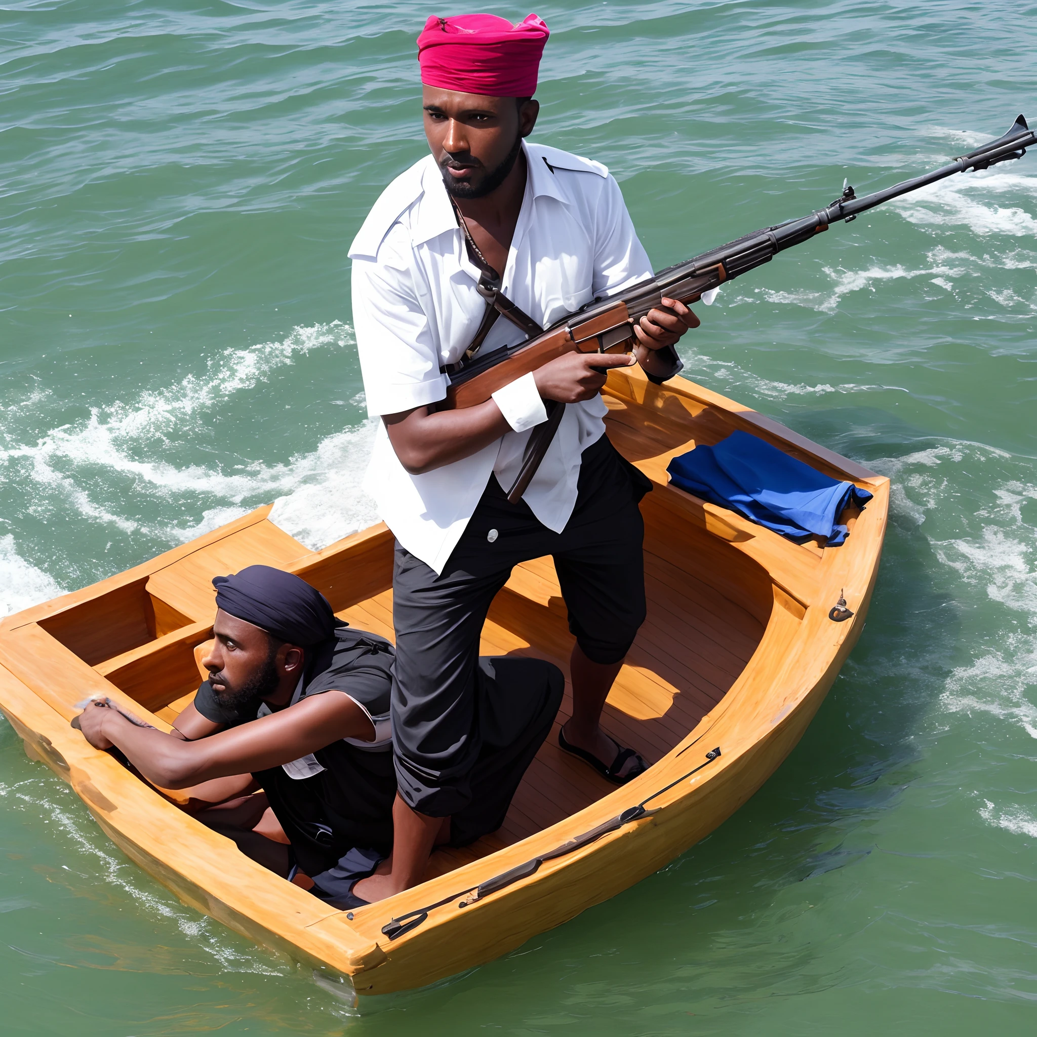 Somalian modern pirates have ak-47 10 man in boat  att age 30