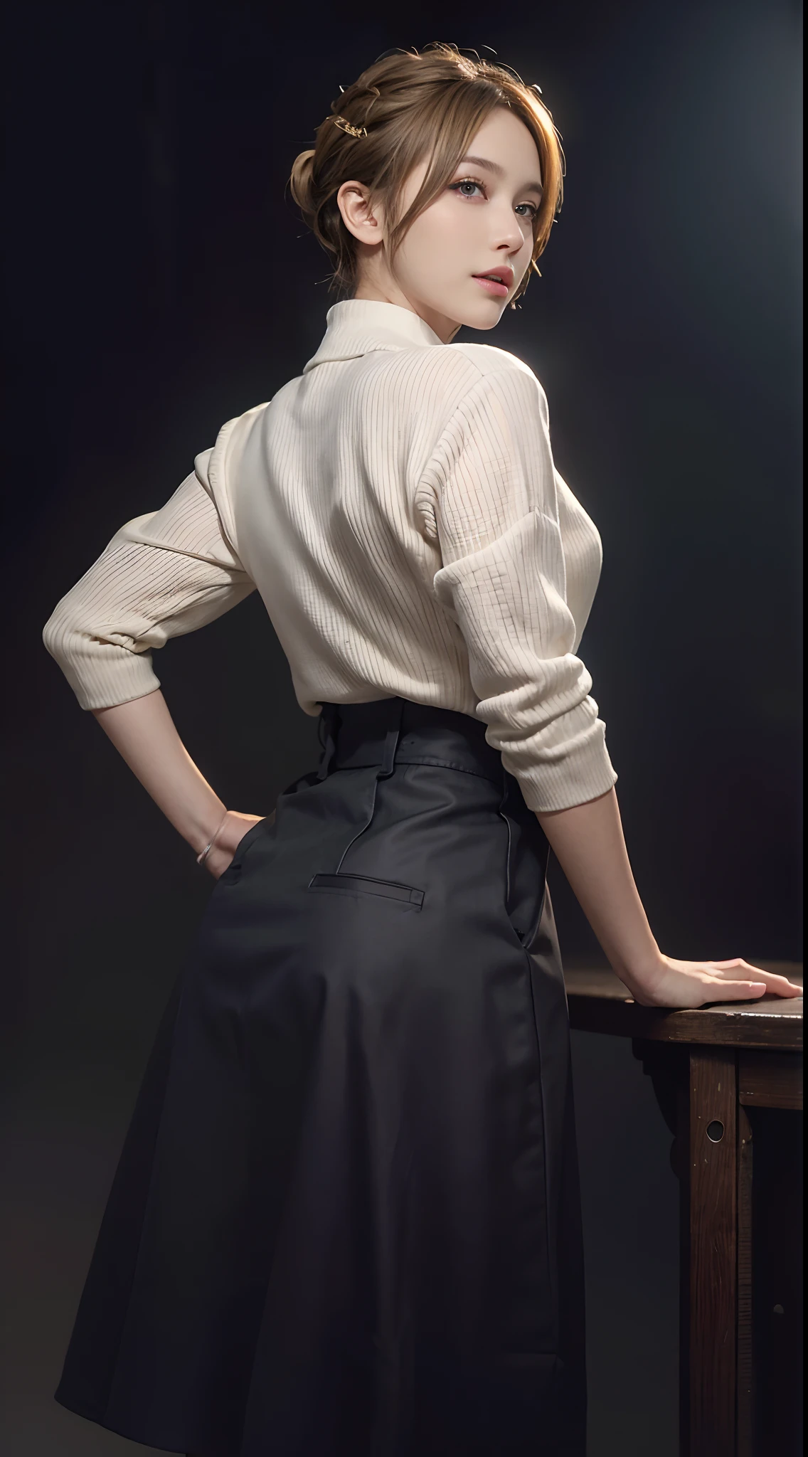 (master piece: 1.3), (10, photorealistic portrait, Raw photo, top-quality: 1.4), (1girl in), Exquisiteface, (Realistic face), (Blonde hair, Short hairstyles:1.3), Beautiful hairstyle, Realistic eyes, Beautiful detail eyes, (Realistic skin), Nice skin, (Sweaters), Absurd, Attractive, Ultra-high resolution, A hyper-realistic, high-detail, Golden ratio,close up,