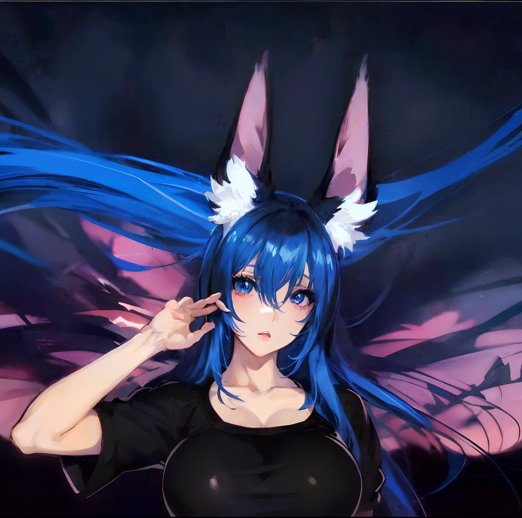 Garota anime com cabelo azul e orelhas de coelho posando para uma foto, com orelhas de coelho grandes, menina anime com orelhas de gato, orelhas de anime, com orelhas de coelho, gato anime bonito, reisen udongein inaba, hd Anime Wallaper, Anime Wallaper, anime moe artstyle, gato anime, muito bonita menina gato anime, personagem de anime feminino