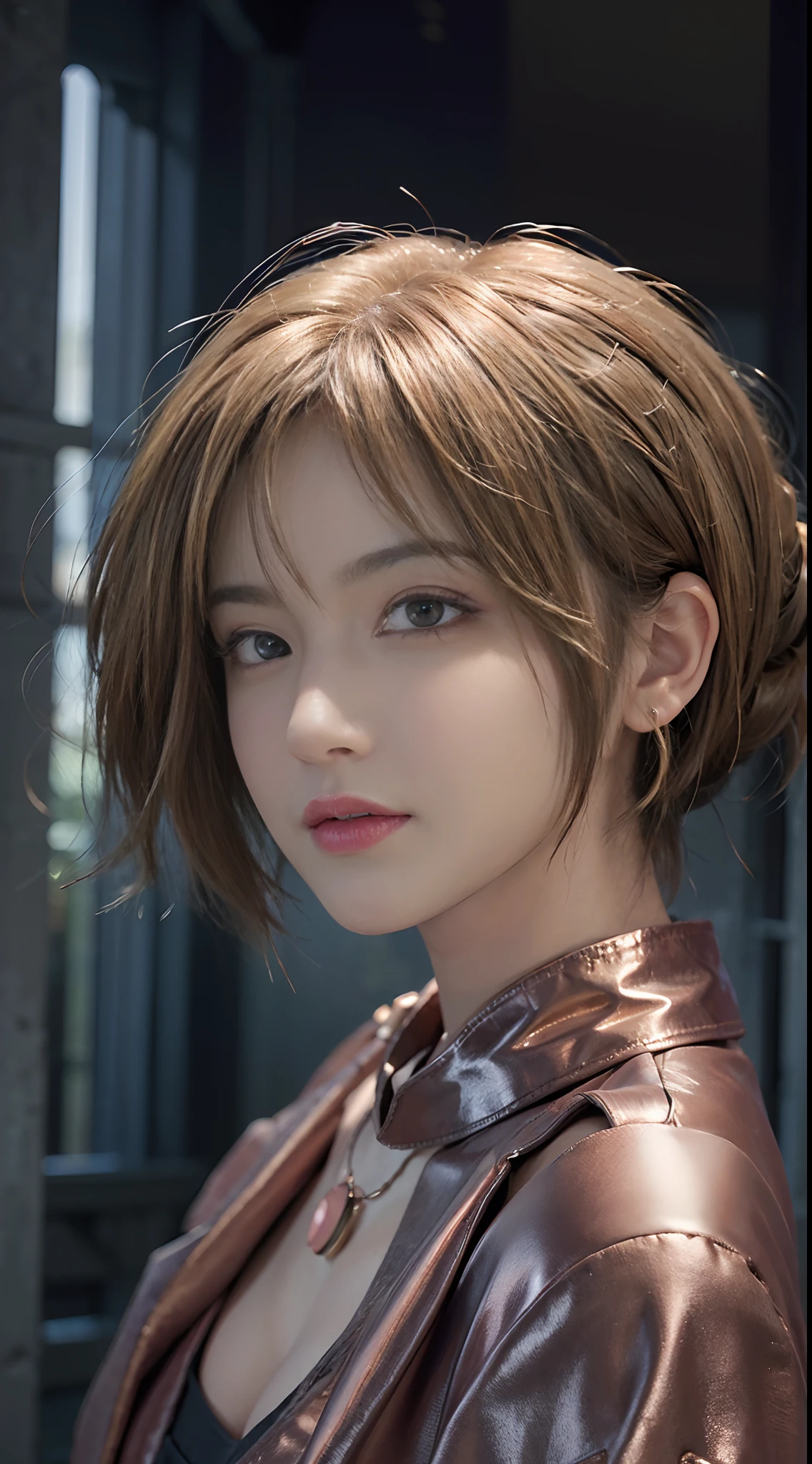 (master piece: 1.3), (10, photorealistic portrait, Raw photo, top-quality: 1.4), (1girl in), Exquisiteface, (Realistic face), (Slightly disheveled blonde hair, Short hairstyles:1.3), The best smile,Beautiful hairstyle, Realistic eyes, Beautiful detail eyes, (Realistic skin), Nice skin, Clean hands,Absurd, Attractive, Ultra-high resolution, A hyper-realistic, high-detail, Golden ratio, Beautiful earrings, Bracelets, Necklace, Clear eyes, Walking , Front shot, (pale skin), Face forward, (Full body shot), (Looking at Viewer:1.3), Very slim, medium breasts, (Camel toe), thick thighs, turn back, (fluttering mini dress), ((Copper sexy color dresses)), (Tight skirt), ((backtrack, Back shot)), Ultra mini skirt, Butt sticking out pose, upper Shot,