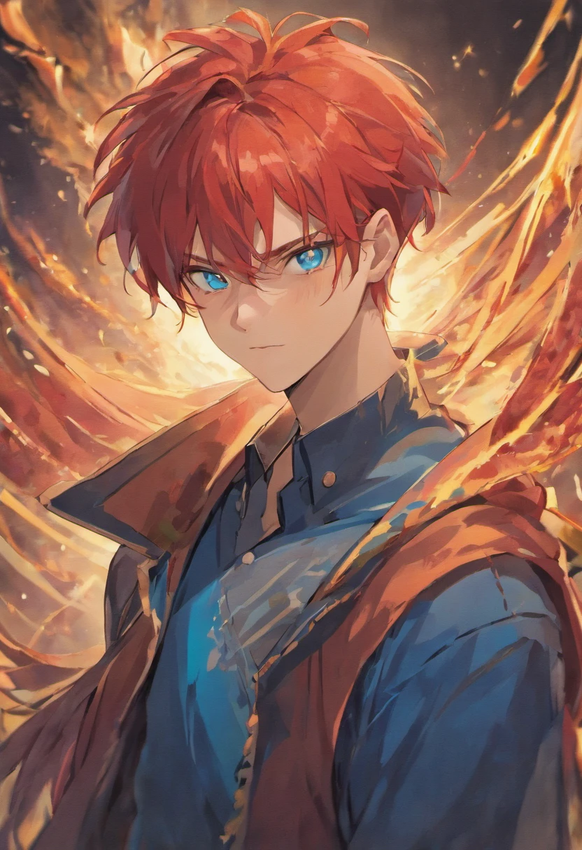 Male, red hair, red beard, full beard, blue eyes, man bun, undercut