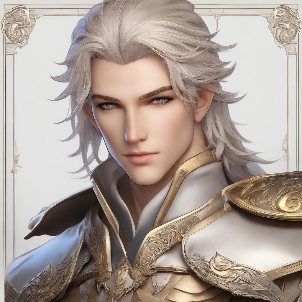 um personagem masculino de Final Fantasy 4,belos olhos detalhados,beautiful detailed lips,olhos e rosto extremamente detalhados,long eyeslashes,design de personagens de fantasia,estilo anime,hand drawn illustration,Traje e armadura altamente detalhados,design de armas elaborado,magical aura,pose impressionante,Eye-catching background setting,Cena de batalha espetacular,cores vibrantes,Radiant lighting,breathtaking landscapes,efeitos especiais impressionantes,action-packed scene,intense emotions,cabelo estilizado,foco nítido,ultra-detalhado,Realistic,Altas,Physically-based rendering,Stunning 8K resolution,Bokeh,HDR lighting,master part:1.2