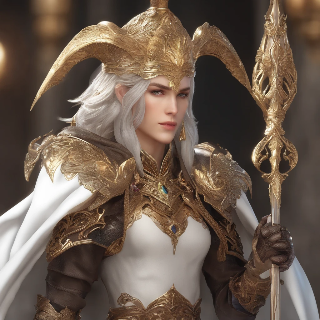 um personagem masculino de Final Fantasy 4,belos olhos detalhados,beautiful detailed lips,olhos e rosto extremamente detalhados,long eyeslashes,design de personagens de fantasia,estilo anime,hand drawn illustration,Traje e armadura altamente detalhados,design de armas elaborado,magical aura,pose impressionante,Eye-catching background setting,Cena de batalha espetacular,cores vibrantes,Radiant lighting,breathtaking landscapes,efeitos especiais impressionantes,action-packed scene,intense emotions,cabelo estilizado,foco nítido,ultra-detalhado,Realistic,Altas,Physically-based rendering,Stunning 8K resolution,Bokeh,HDR lighting,master part:1.2