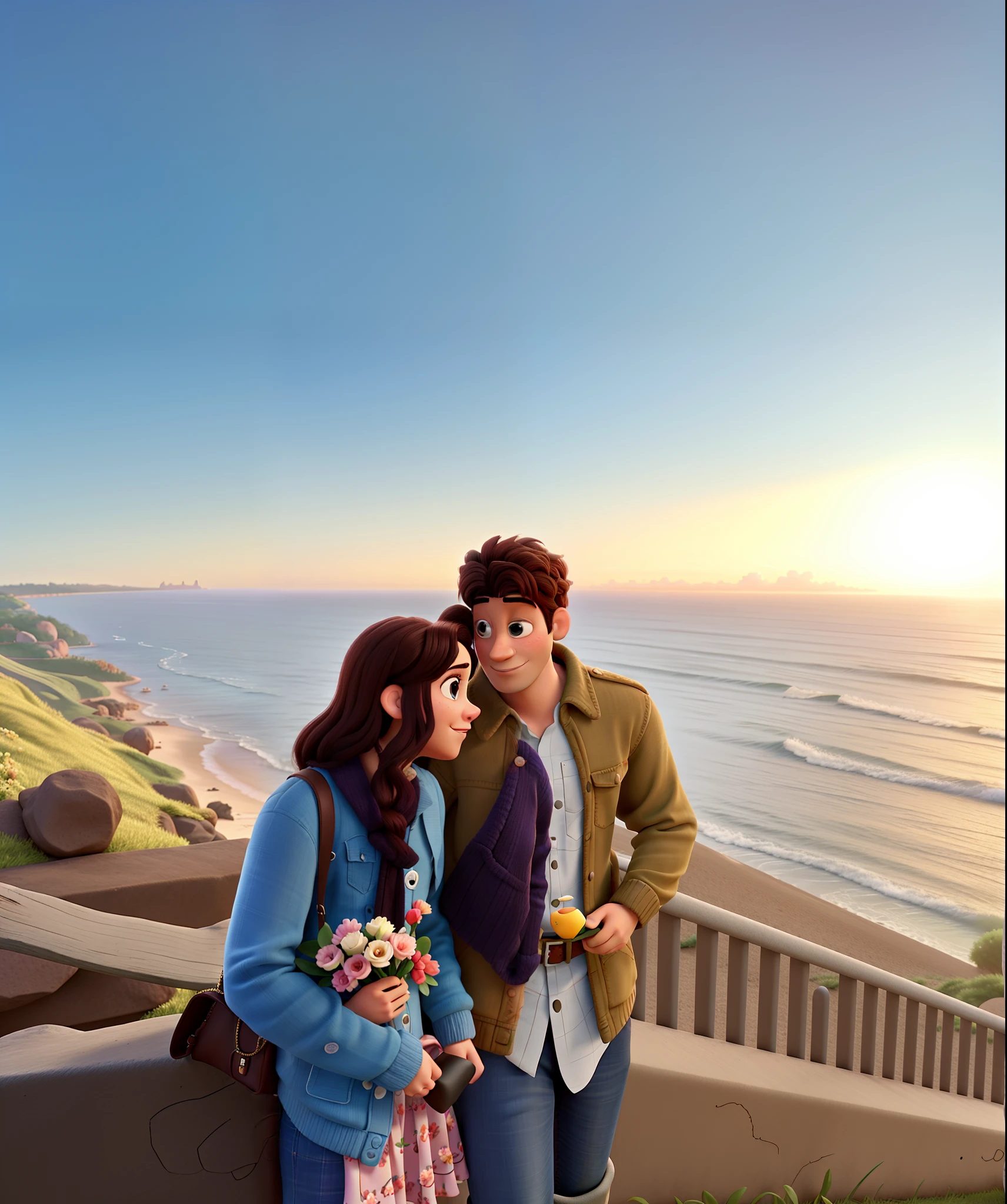 romantic couple, igual aos filmes Disney Pixar