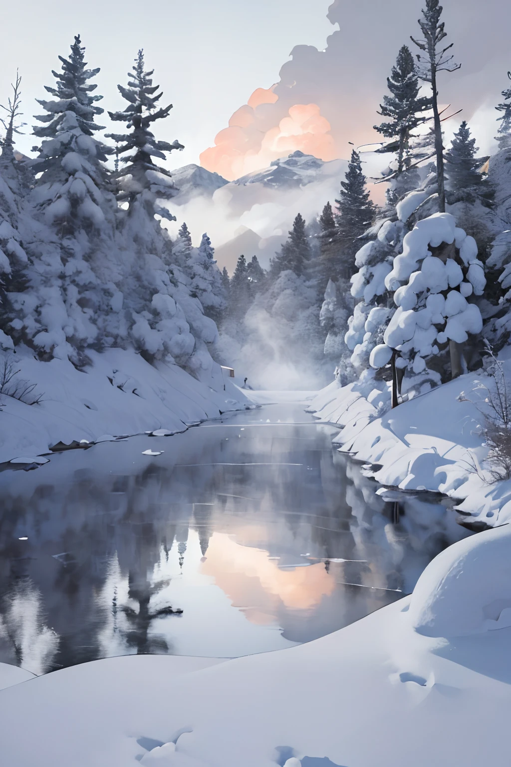 (best quality,4k,highres,masterpiece:1.2),ultra-detailed,(realistic:1.37),beanie,snow jacket,leggings,sunlight,snow landscape,porcelain-like skin,bright blue eyes,soft pink lips,warm winter clothes,cozy atmosphere,winter wonderland,sparkling snowflakes,glistening icicles,frosted trees,peaceful silence,majestic mountains,cold crisp air,subtle shadows,captivating winter scenery,fluffy snow,subdued hues of white and blue,morning sunrays peeking through the trees,snow-covered ground,shimmering reflections on the snow,serene and tranquil ambiance,gentle breeze,feeling of serenity and awe,crunching sound of footsteps in the snow,enchanted winter scene,serene snow-covered meadow,smoke rising from the chimneys in the distance,sublime winter landscape,snow-capped peaks in the horizon,invigorating winter morning,mesmerizing beauty of nature in winter.