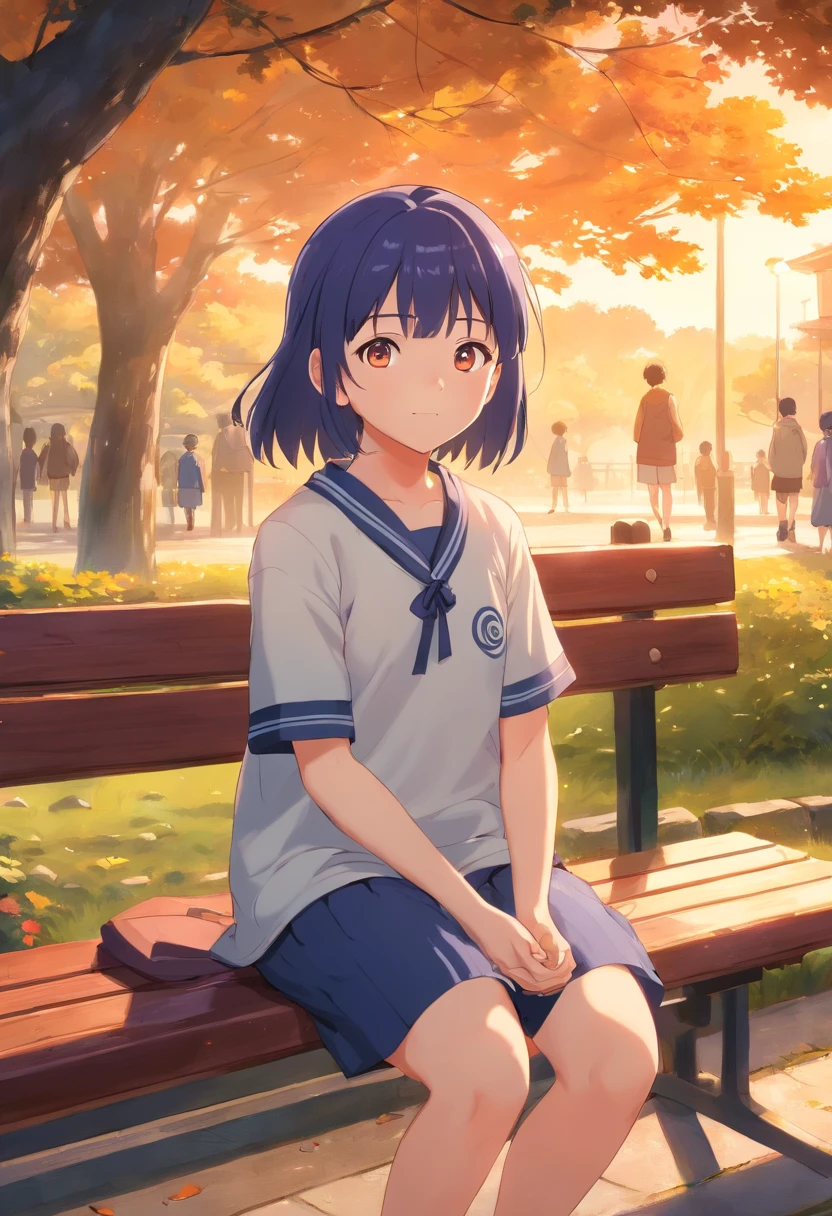 event: hyuga hyuga (Childhood)
action: sitting
context: On the sidewalk
environment:
lightning: Rain at sunset
artist: Hayao Miyazaki
style: anime
middle: Digital Illustration
Guy: Portrait of a character
color scheme: Warm and soft tones
Infographic: 2D Animation
quality: high-definition
Positive Notification:
((best qualtiy)), ((masterpiece)), ((realist)), Young Hinata Hyuga, She is portrayed as a 10-year-old girl, Sit on a park bench in a quiet and peaceful environment. The scene is、It takes place in a beautiful park during a stunning sunset. Hinata, With his innocent smile, Unleash pure joy and happiness. His character is、It comes to life through Hayao Miyazaki's anime art style.., zora々Capturing the essence of the spirit. The artwork is、Created using digital illustration techniques, Display intricate details and vibrant colors. The warm and soft tones used in the color scheme are:、Add a touch of tenderness and nostalgia to the scene... 2D animation style、Enhances the overall appeal and appeal of the artwork.. High-definition illustrations、Immortalize this precious moment of Hinata's childhood, Evokes a sense of warmth and admiration in the viewer.