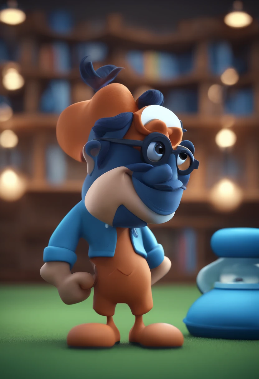 Cartoon character of a man with black glasses and a blue shirt, animation character, Caractere estilizado, animation style rendering, 3D estilizado, Arnold Maya render, 3 d render stylized, toon render keyshot, Personagem 3D, Personagem 3D, 3d rendering stylized, 3 d character render, personagem de desenho animado, Personagem de close up, Pose de personagem,  (Estilo Pixar) (master part:1.2) (Bokeh) (best quality) (pele detalhada) (textura detalhada) (8k) (argila) (Cinematic lighting) (foco nítido