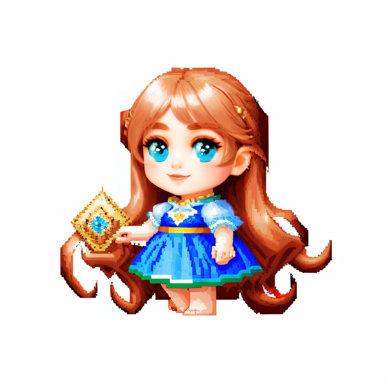 pinkish color、Jewel Girl、Pixel art、white background、Capture to your barefeet.