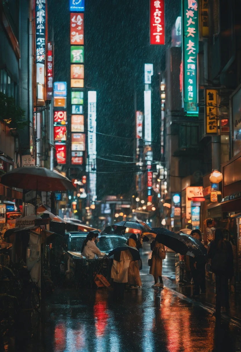 Short Cut Girl Age 18 Years Old、It's raining in the center of a scramble intersection in Tokyo
