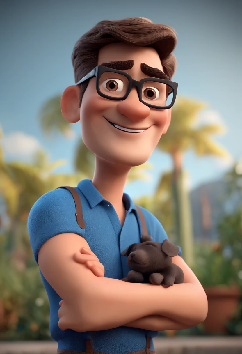 Cartoon character of a man with black glasses and a blue shirt, animation character, Caractere estilizado, animation style rendering, 3D estilizado, Arnold Maya render, 3 d render stylized, toon render keyshot, Personagem 3D, Personagem 3D, 3d rendering stylized, 3 d character render, personagem de desenho animado, Personagem de close up, Pose de personagem, (Estilo Pixar) (master part:1.2) (Bokeh) (best quality) (pele detalhada) (textura detalhada) (8k) (argila) (Cinematic lighting) (foco nítido