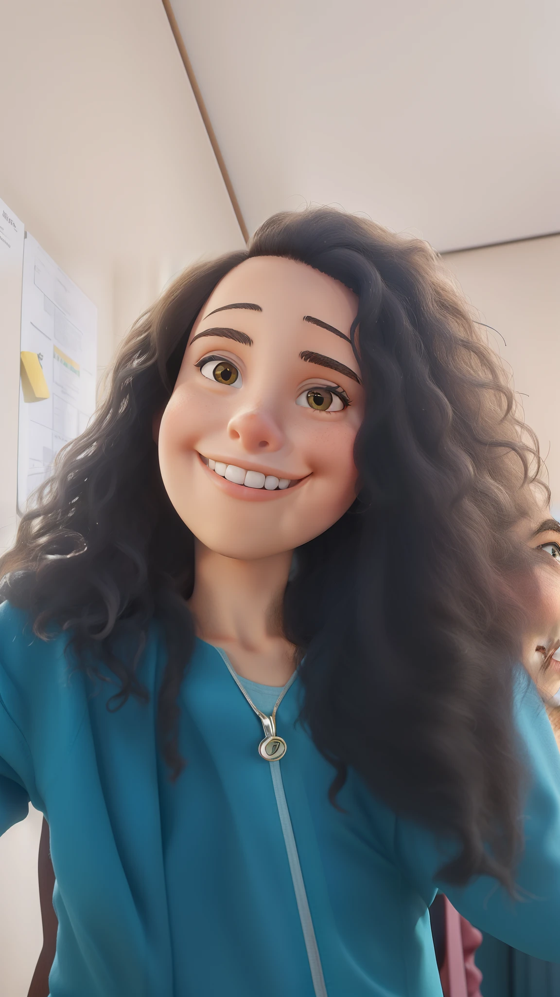 obra maestra, La mejor calidad, Portrait of a successful young woman looking at the camera with her arms resting on the desk. Smiling Brazilian medical student woman standing in a classroom. Retrato de mujer joven.