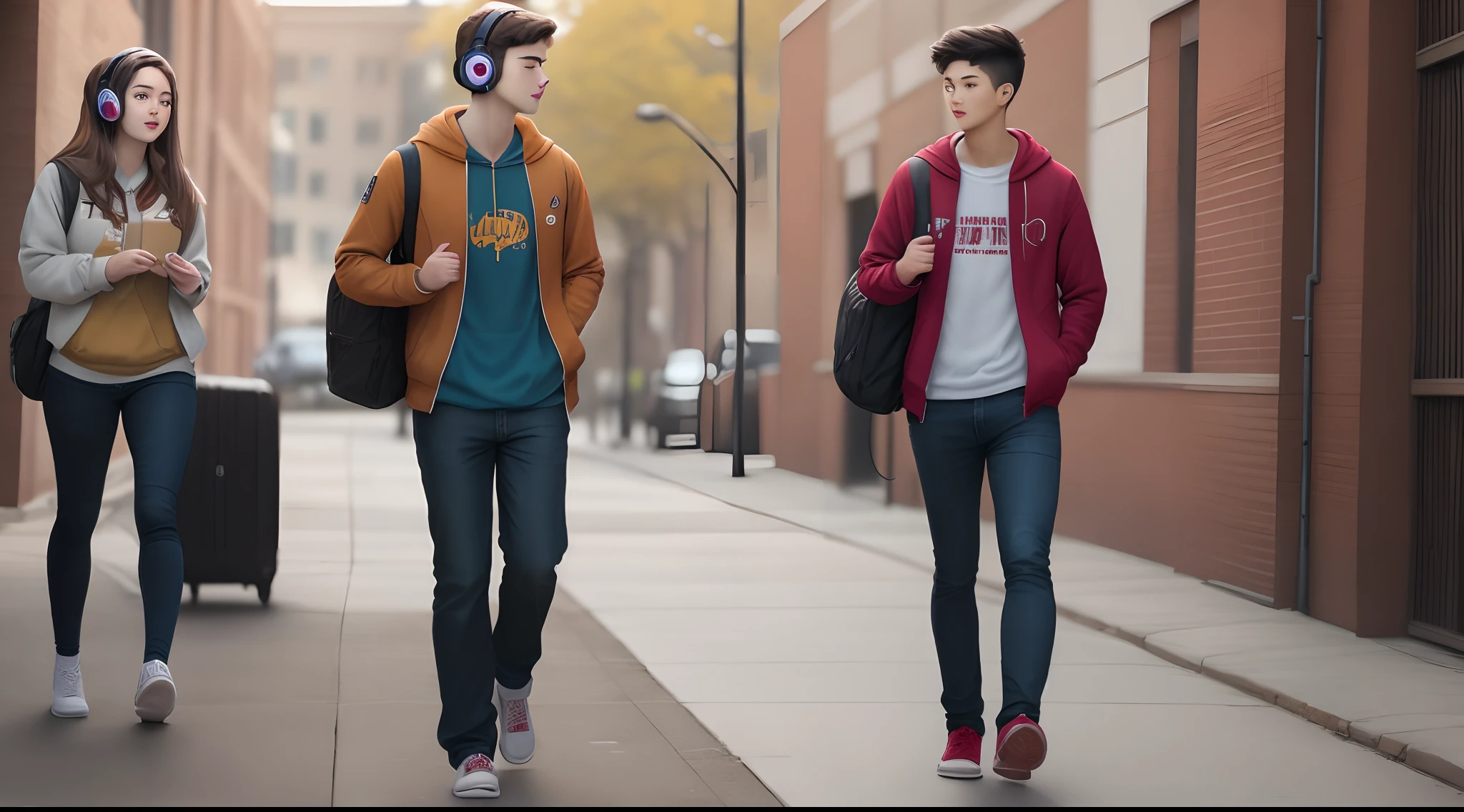 College Student Man Headphones Full Body Standing Picture