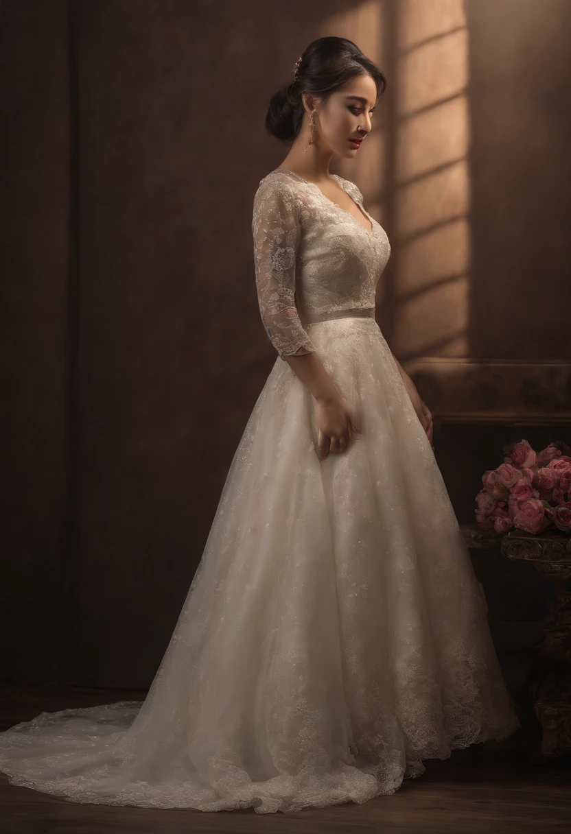 best quality, masterpiece, highres, 1girl,china wedding dress,hair ornament,necklace, jewelry,Beautiful face,upon_body, tyndall effect,photorealistic, dark studio, rim lighting, two tone lighting,(high detailed skin:1.2), 8k uhd, dslr, soft lighting, high quality, volumetric lighting, candid, Photograph, high resolution, 4k, 8k, Bokeh
